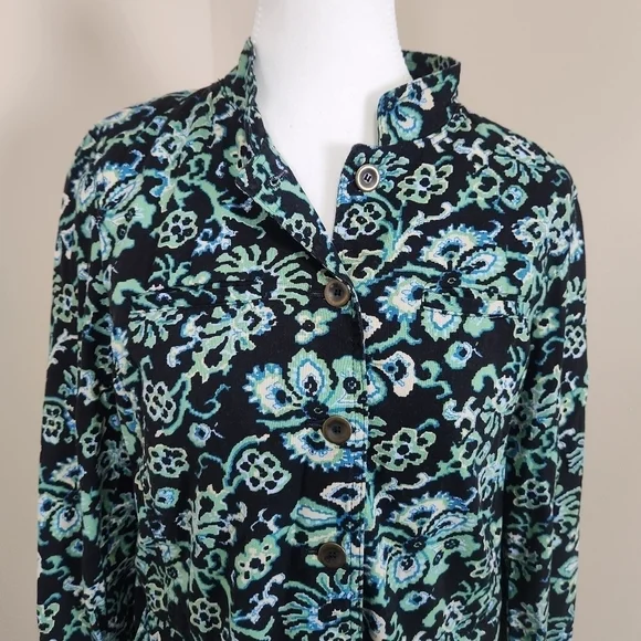 Charter Club Women's Jacket Size P/S Floral Green - Picture 3 of 13